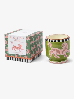 Adopo Tiger Ceramic Candle - Black Cedar & Fig