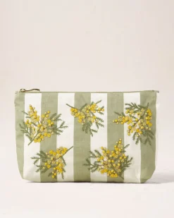 Cotton Everyday Pouch - Mimosa Stripe Green