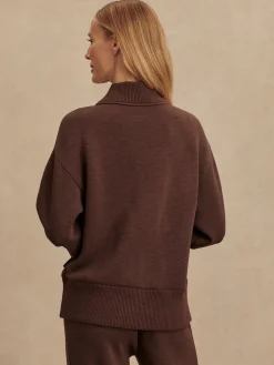 Sally Half Zip Sweat - Coffee Bean Marl