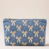Velvet Everyday Pouch - Lattice Bows Dusky Blue