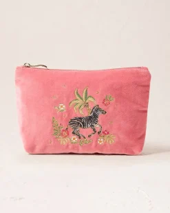 Velvet Mini Pouch - Wild Zebra Palm