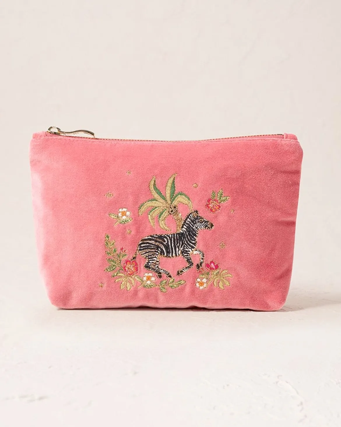 Velvet Mini Pouch - Wild Zebra Palm
